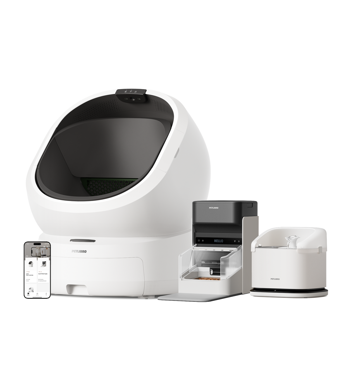 Luma Smart Litter Box & Dockstream RFID Smart Fountain & One RFID Smart Feeder